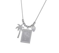 ERRORY Collar con colgante de árbol de coco de longitud ajustable para playa, joyería inspirada en las vacaciones, cadena de acero inoxidable, collar de temporada dorada, One Size, como se describe