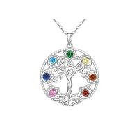 ERRORY Collar con colgante de árbol de la vida, corazón y lunas, símbolo de madre, cumpleaños, Navidad, cadena ajustable para mujer, colgante de sol y constelaciones, talla única, como se describe