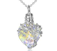 ERRORY Collar de cenizas de acero inoxidable para conmemoración de cremación con diseño de corazón de árbol enredado y cierre de tornillo de sellado con corazón de árbol enredado y cierre de sellado