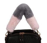 ERRORY Correa de repuesto de 54 cm para bolso de mano, diseño de bloques de color, suave, peluda, cubierta de felpa estable, accesorios de bolso de mano, correa de hombro, Polvo gris oscuro