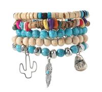 ERRORY Cuentas de concha de coco natural con acento turquesa para mujer, estilos de joyería, accesorios de muñeca, cadena de mano de concha de coco natural, One Size, como se describe