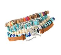 ERRORY Cuentas de concha de coco natural con acento turquesa para mujer, estilos de joyería, accesorios de muñeca, cadena de mano de concha de coco natural, One Size, como se describe