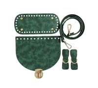 ERRORY Diys - Juego de bolsas de piel sintética para tejer con correa, solapa, bolsas inferiores, accesorios para bolsas de hombro, asas para hacer, verde oscuro, One Size