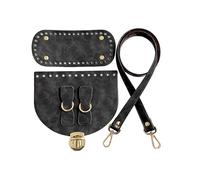 ERRORY Diys - Juego de bolsas de piel sintética para tejer con correa, solapa, bolsas inferiores, accesorios para bolsas de hombro, asas para hacer, Black, One Size