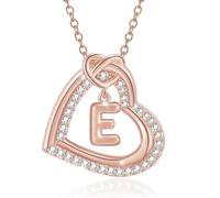 ERRORY Elegante collar de corazón con inicial y circonita de aleación resistente, ideal para regalos románticos, mujeres de moda, uso diario, collar con letras personalizables, W, como se describe