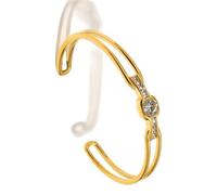 ERRORY Elegante estilo francés de doble capa con piedras de circonita brillante, resistente al agua, joyería de muñeca para mujer, brazalete de acero inoxidable incrustado con circonita