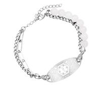 ERRORY Elegante pulsera de acero inoxidable con doble hebra y grabado, personalización, tamaño ajustable, para medicamentos, talla única, como se describe