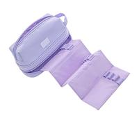ERRORY Estuche de gran capacidad, impermeable, de PVC, con múltiples compartimentos, organizador de bolígrafos para escuela, oficina, viajes, examen, Purple, Mass Beauty