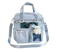 ERRORY Itabag - Mochila transparente para el hombro, mochila escolar de 3 vías, gran capacidad para mujeres y niñas, Itabag, Blue, Add pendant