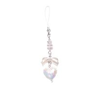ERRORY Lindo colgante para teléfono con lazo, correas de lazo, delicado cordón de corazón con cuentas, decoración para colgar, talla única, como se describe