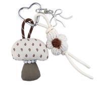 ERRORY Llavero de flores con forma de corazón para mochila, bolso de mano, cadena creativa para coche, diseño de setas de dibujos animados, decoración de corazón, Q1778 1