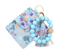 ERRORY Llavero de pulsera, monedero, monedero, llavero de cuentas para mujer, pequeño y delgado, soporte para tarjetas de crédito, regalo de graduación, monederos, azul celeste