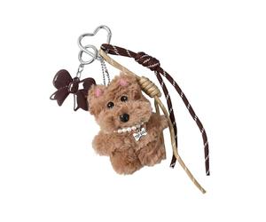 ERRORY Llavero de tela agradable con diseño de canino de felpa, colgante de bolsa de seguridad, llavero de moda para bolsos, decoración, ocasión, abalorio de perro de peluche