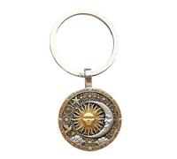 ERRORY Llavero portátil ligero con colgante vintage de estrella, sol, luna, dios, para fácil transporte, cartera, colgante, regalo de cumpleaños