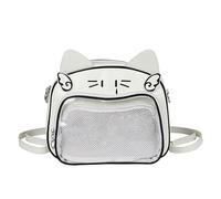 ERRORY Mochila cruzada para estudiante de colegiala Itabag, diseño de gatos japoneses, bolsillo transparente, bolsa de hombro de poliuretano para exhibición de pines de anime, mochila casual para