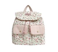 ERRORY Mochila escolar pequeña con diseño floral dulce con doble bolsillo para mujer, con solapa superior y cordón, mochila de viaje casual