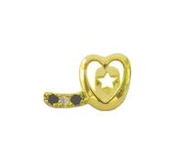 ERRORY Piercing de diente dorado con corte de corazón doble, de cobre galvanizado brillante, accesorio ligero para el cuerpo, adecuado para pieles sensibles, ligero, uso diario, One Size, como se