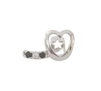 ERRORY Piercing de diente dorado con corte de corazón doble, de cobre galvanizado brillante, accesorio ligero para el cuerpo, adecuado para pieles sensibles, ligero, uso diario, One Size, como se