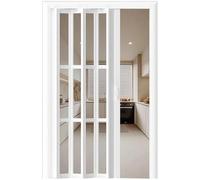 Errtsdb Puerta de acordeón de acordeón para baño, Reemplazo de puertas interiores - Panel de granero retráctil, 180x203cm/Blanco
