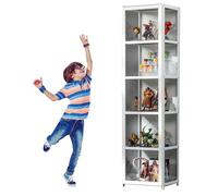 errtsdb Vitrina Expositora para Colecciones, Vitrina Salon, Vitrinas De Cristal, Vitrina para Perfumes Gran Capacidad De Carga para Sala de Estar Dormitorio(42x33x161cm/Blanco)