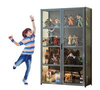errtsdb Vitrinas Expositoras, Vitrina Expositora para Colecciones, Estanteria Cristal Expositor, Gran Capacidad De Carga para Figuras Coleccionables(82x33x130cm/Gris)