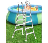 Errzom Escalera De Doble Cara para Piscinas Elevadas, Escalera De Piscina De Alta Resistencia De 4 Peldaños, Inoxidable 304, Capacidad De 250 Kg para Piscinas Hinchables Y Elevadas