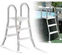 Errzom Escalera de Piscina con Doble Barandilla, Escalera para Piscina Elevada de 4 Peldaños de Acero Inoxidable 304, Peldaños Anchos Antideslizantes, Carga de 250 Kg,85cm