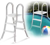 Errzom Escalera de Piscina de Doble Cara de Alta Resistencia, Escalera de 4 Peldaños para Piscinas Elevadas, Antideslizantes, Accesorio de 135 cm para Entrar en Piscina,85cm