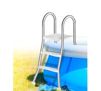Errzom Escalera de Piscina Elevada Tipo A de 2 Peldaños, 85 cm de Altura, para Piscinas Elevadas, con Peldaños Anchos Antideslizantes, Escalera de Piscina de Acero Inoxidable,85cm