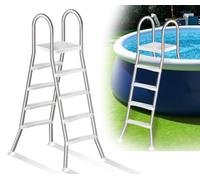 Errzom Escalera Multifuncional para Piscina, Escalera de 4 Peldaños de Doble Cara de Inoxidable, Peldaños Antideslizantes, Carga 250 Kg, Apta para Piscinas Elevadas de 135 cm,135cm