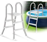 Errzom Escalera Multifuncional para Piscina, Escalera de 4 Peldaños de Doble Cara de Inoxidable, Peldaños Antideslizantes, Carga 250 Kg, Apta para Piscinas Elevadas de 135 cm,85cm