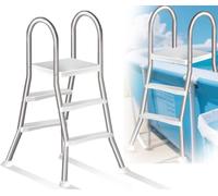 Errzom Escalera para Piscina Elevada de 135 Cm de Altura, Escalera de Piscina de 4 Peldaños y Doble Cara, Estructura de Inoxidable de Alta Resistencia, Peldaños Antideslizantes,85cm