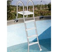 Errzom Escalera para Piscina Elevada de 135 cm, Escalera de Piscina de Acero Inoxidable con Estructura en Forma de A y 4 Peldaños, con Peldaños Anchos Antideslizantes,135cm