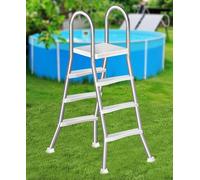 Errzom Escalera para Piscina Elevada de 135 cm, Escalera de Piscina de Acero Inoxidable con Estructura en Forma de A y 4 Peldaños, Peldaños Anchos Antideslizantes,110cm