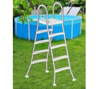 Errzom Escalera para Piscina Elevada de 135 cm, Escalera de Piscina de Acero Inoxidable con Estructura en Forma de A y 4 Peldaños, Peldaños Anchos Antideslizantes,135cm