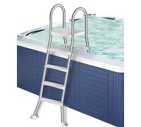 Errzom Escalera para Piscina Elevada de 135 cm, Escalones En Forma de A de Acero Inoxidable 304 con Plataforma de Salto, Doble Cara y Resistentes a Oxidación,135cm