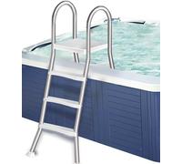 Errzom Escalera para Piscina Elevada de 135 cm, Escalones En Forma de A de Acero Inoxidable 304 con Plataforma de Salto, Doble Cara y Resistentes a Oxidación,110cm