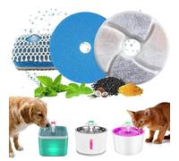 Ersatzfilter Für Katzenbrunnen & Hunde-Trinkbrunnen - 3er Set (2x Vlies-Filterpads, 1x) Zur Wasserreinigung | Filtert Haare, Schmutz & Gerüche | 10,5x10,5cm, Blau, Universell Passend