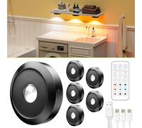 ERSDGG 6 pcs Mini Spot LED Puck Lights - 1500mAh Led Spot Battery, 3000K/4500K/6000K&9 RGB, iluminación de armarios regulable y temporizada con mando a distancia, 3 modos de luz