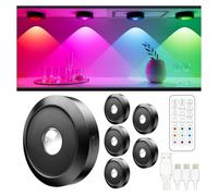 ERSDGG 6 piezas Zum Mini Spot LED Puck Lights - Batería recargable de 1500 mAh, 12 colores de luz, iluminación de armario regulable y temporizador con mando a distancia, 3 modos de luces