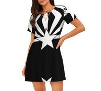 ERSDWRE Camisones negros con estampado de la bandera de Arizona para mujer, ropa de dormir de manga corta, camisón de dormir, Negro, S