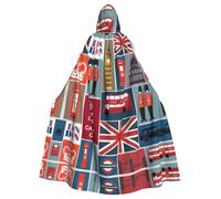 ERSDWRE Capa con capucha de Halloween con estampado de símbolos de Inglaterra para hombres y mujeres, capa con capucha para disfraz medieval de cosplay
