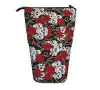 ERSDWRE Cool Skull Head and Roses - Estuche telescópico para lápices, diseño de calavera y rosas