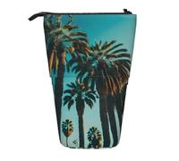 ERSDWRE Estuche telescópico con diseño de palmeras de Los Ángeles, bolsa de papelería Kawaii, con cremallera, soporte para lápices