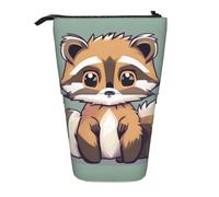 ERSDWRE Estuche telescópico de dibujos animados con diseño de mapache Kawaii, bolsa de papelería con cremallera, soporte para lápices