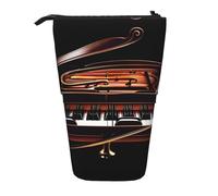 ERSDWRE Estuche telescópico para notas musicales de piano, violín, estuche de papelería Kawaii, con cremallera, soporte para lápices