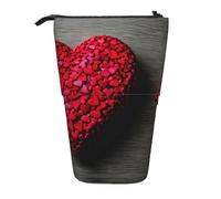 ERSDWRE Falling Red Hearts - Estuche telescópico Kawaii para artículos de papelería, con cremallera, soporte para lápices