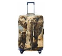 ERSDWRE Funda elástica para equipaje, con estampado de elefante viejo y elefante joven, protector de equipaje, se adapta a accesorios de viaje de 18 a 32 pulgadas, Black, L