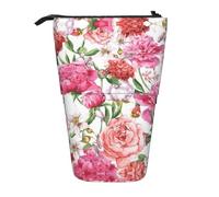 ERSDWRE Garden Peony - Estuche telescópico para lápices, bolsa de papelería Kawaii, con cremallera, soporte para lápices