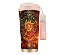 ERSDWRE Gears Clock - Vaso de café aislado con diseño de siglo de bronce, taza de viaje con pajilla, tazas de café al vacío, botella de agua para oficina